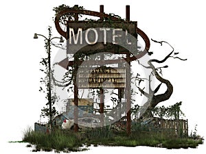 Dilapidated motel sign