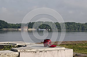 Dilapidated shoes in Ruse, near the river