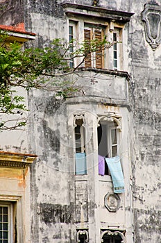 Dilapidated spanish style building central Havana