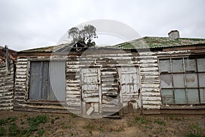 Dilapidated wooden house