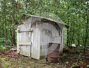 Dilapidated wooden shed