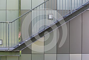 Dilbeek, Flemish Brabant Region, Belgium - Abstract colors and lines from the facade of a contemporary music school building
