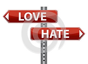 Dilemma Love and Hate sign illustration design