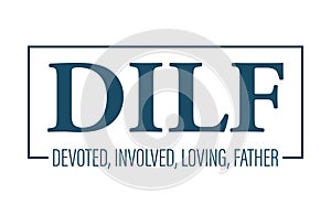 Dilf, devoted, involved, loving, father on white background. Isolated illustration