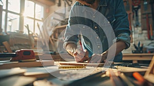 The diligent carpenter's hands.AI generated image