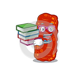 A diligent student in acinetobacter bacteria mascot design concept with books