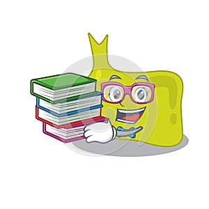 A diligent student in pituitary mascot design concept read many books