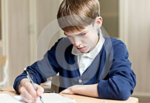 Diligent student sitting at desk, classroom