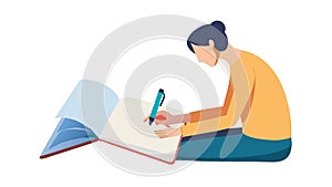 Diligent Student Writing Notes in a Personal Notebook, vector design Generative AI