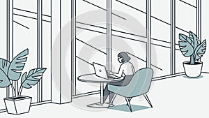 Diligent Study at Desk: Focused Academic Work, vector design Generative AI