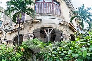 Dilipitated building in Vedado neighborhood of Havana, Cub