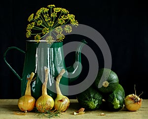 Dill, onions and zucchini