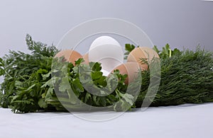 Dill parsley wreath with eggs