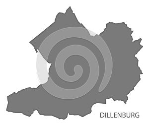 Dillenburg German city map grey illustration silhouette shape