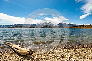 Dillon lake reservoir with mountains in Colorado at summer