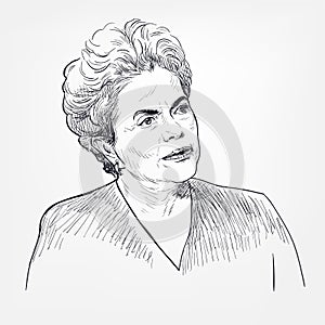 Dilma Vana Rousseff vector portrait sketch