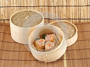 Dim Sum in Bamboo Steamed Bowl