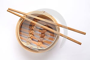 Dim Sum Bamboo Steamer Basket with Chopsticks