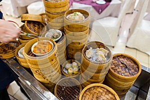 Dim sum on trolley in Chinese restaurant