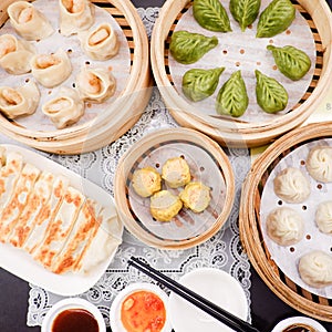 Dim Sum and Xiao long bao in the steam basket