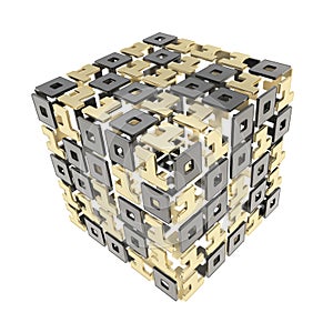 Dimensional cube made of ones and zeros