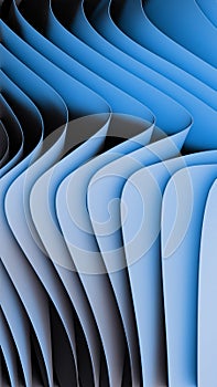 3 dimensional curved pages rippling in blue light and shadows photo