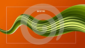 Dimensional gradient shape element for design, abstract colorful fluid vector background, flowing 3D wave, color dynamic motion