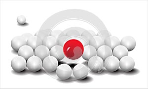 Dimensional vector of white and red ball