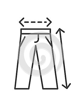 Dimensions of trousers, length and width vector