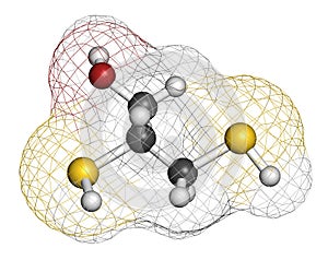 Dimercaprol (BAL, British Anti-Lewisite) metal poisoning antidote molecule