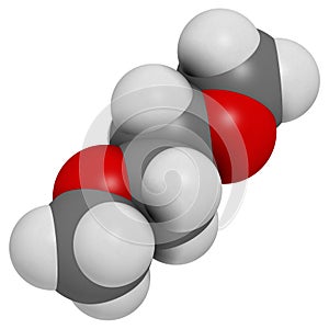 Dimethoxyethane glyme, DME, dimethylene glycol chemical solvent molecule.