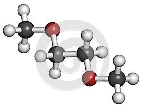 Dimethoxyethane glyme, DME, dimethylene glycol chemical solvent molecule.