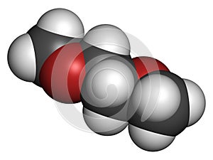 Dimethoxyethane glyme, DME, dimethylene glycol chemical solvent molecule.