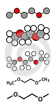 Dimethoxyethane (glyme, DME, dimethylene glycol) chemical solvent molecule