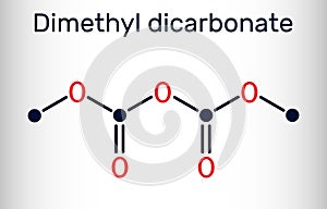 Dimethyl dicarbonate, DMDC, velcorin, dimethyl pyrocarbonate molecule. It is beverage preservative, sterilant, food