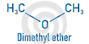 Dimethyl ether or methoxymethane, DME molecule. Skeletal formula.