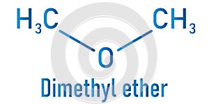 Dimethyl ether or methoxymethane, DME molecule. Skeletal formula. photo