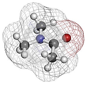 Dimethylacetamide DMAc chemical solvent molecule.