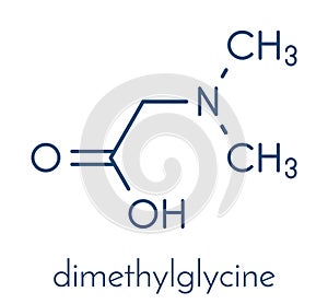 Dimethylglycine DMG molecule. Methylated derivative of glycine, used in performance enhancing nutritional supplements. Skeletal. photo