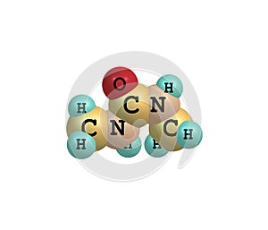 Dimethylurea molecule isolated on white