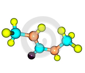 Dimethylurea molecule isolated on white