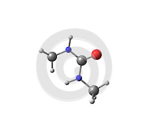 Dimethylurea molecule isolated on white