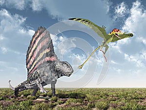 Dimetrodon attacks Peteinosaurus