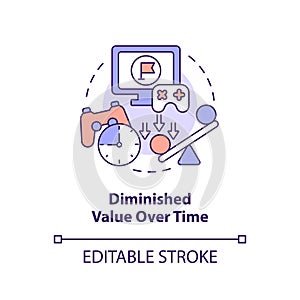 Diminished value over time concept icon