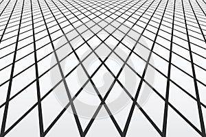Diminishing perspective view. Lines and diamonds pattern.