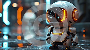 Diminutive digital friend: Tiny robot baby, animated marvel.