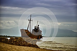 Dimitrios is an old ship wrecked on the Greek coast and abandoned on the beach