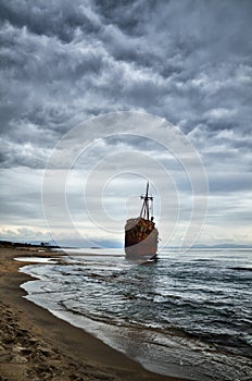 Dimitrios is an old ship wrecked on the Greek coast and abandoned on the beach