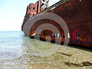 Dimitrios shipwreck at Selinitsa beach near Gytheio, Greece