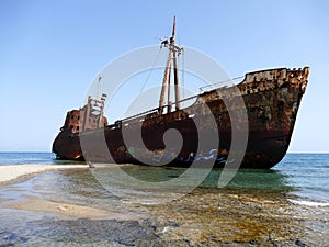 Dimitrios shipwreck at Selinitsa beach near Gytheio, Greece